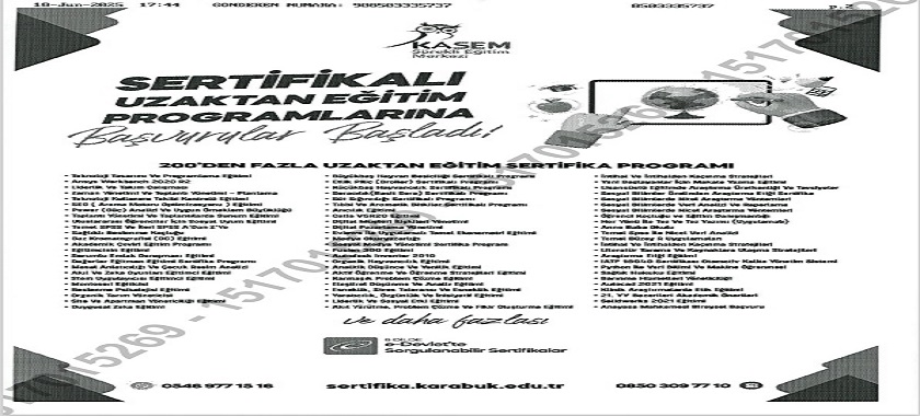 SERTİFİKALI UZAKTAN EĞİTİM PROGRAMLARI