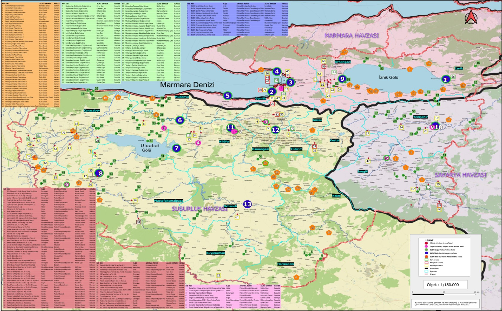 BURSA İLİNİN ATIKSU ARTIMA TESİSLERİ HARİTASI HAZIRLANDI