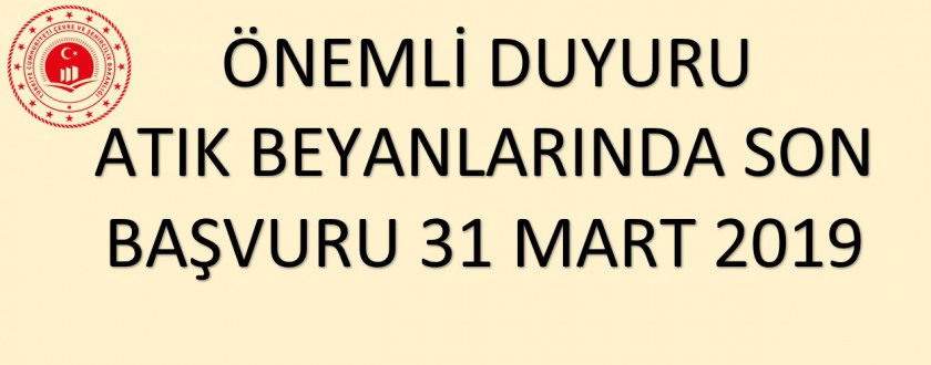 ATIK BEYANLARI HAKKINDA ÖNEMLİ DUYURU