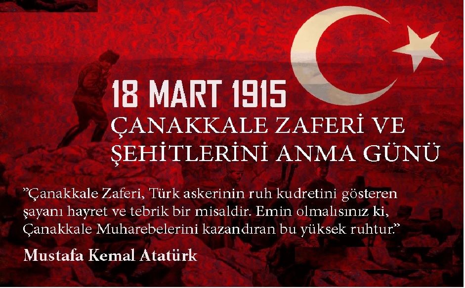 Çanakkale Zaferinin 103. Yıl dönümünü kutluyor, kahraman şehitlerimizi ve ebediyete intikal etmiş gazilerimizi şükran ve rahmetle anıyoruz.