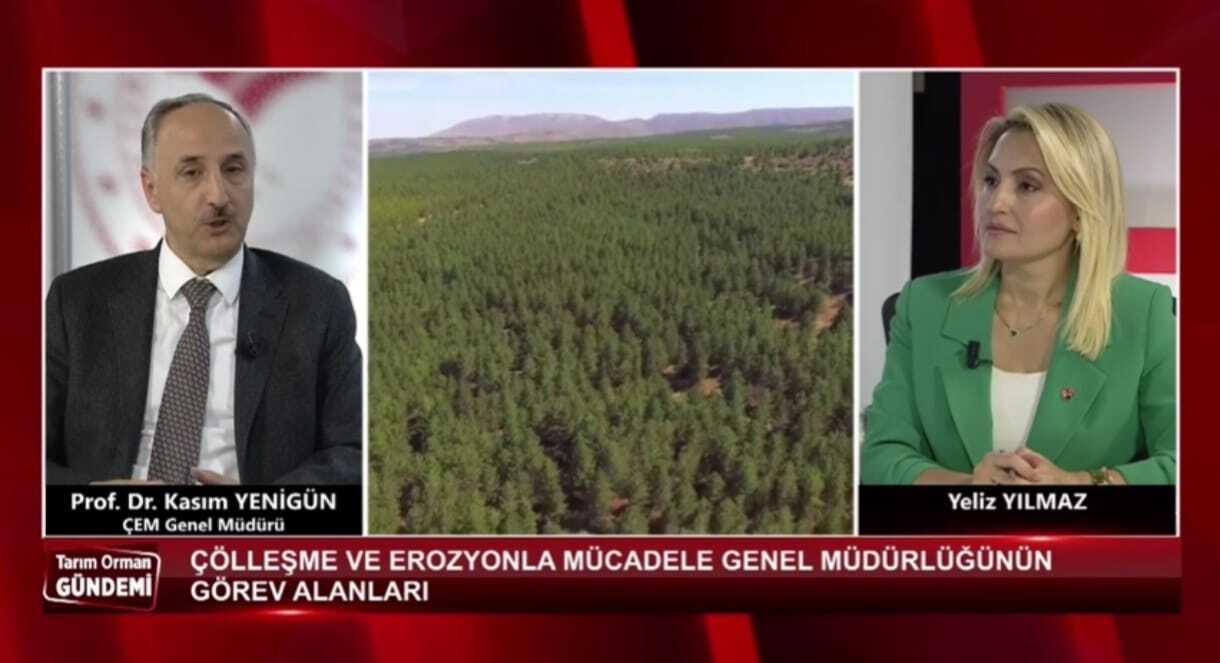 ÇEM Genel Müdürümüz Prof. Dr. Kasım Yenigün tarimtv.gov.tr ekranında Türkiye’nin çölleşme ve erozyonla mücadele faaliyetlerini anlattı.