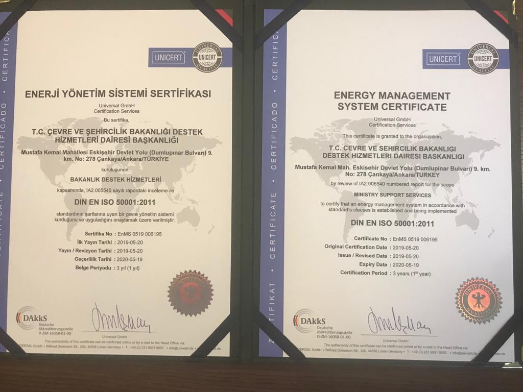 BAKANLIĞIMIZ ANA HİZMET BİNASINDA ISO 50001 ENERJİ YÖNETİM SERTİFİKASI ÇALIŞMALARI TAMAMLANDI