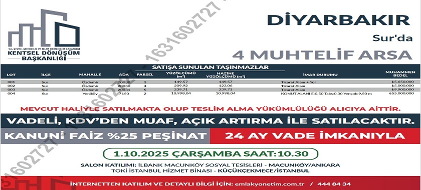 Kentsel Dönüşüm Başkanlığı Satış İlanı