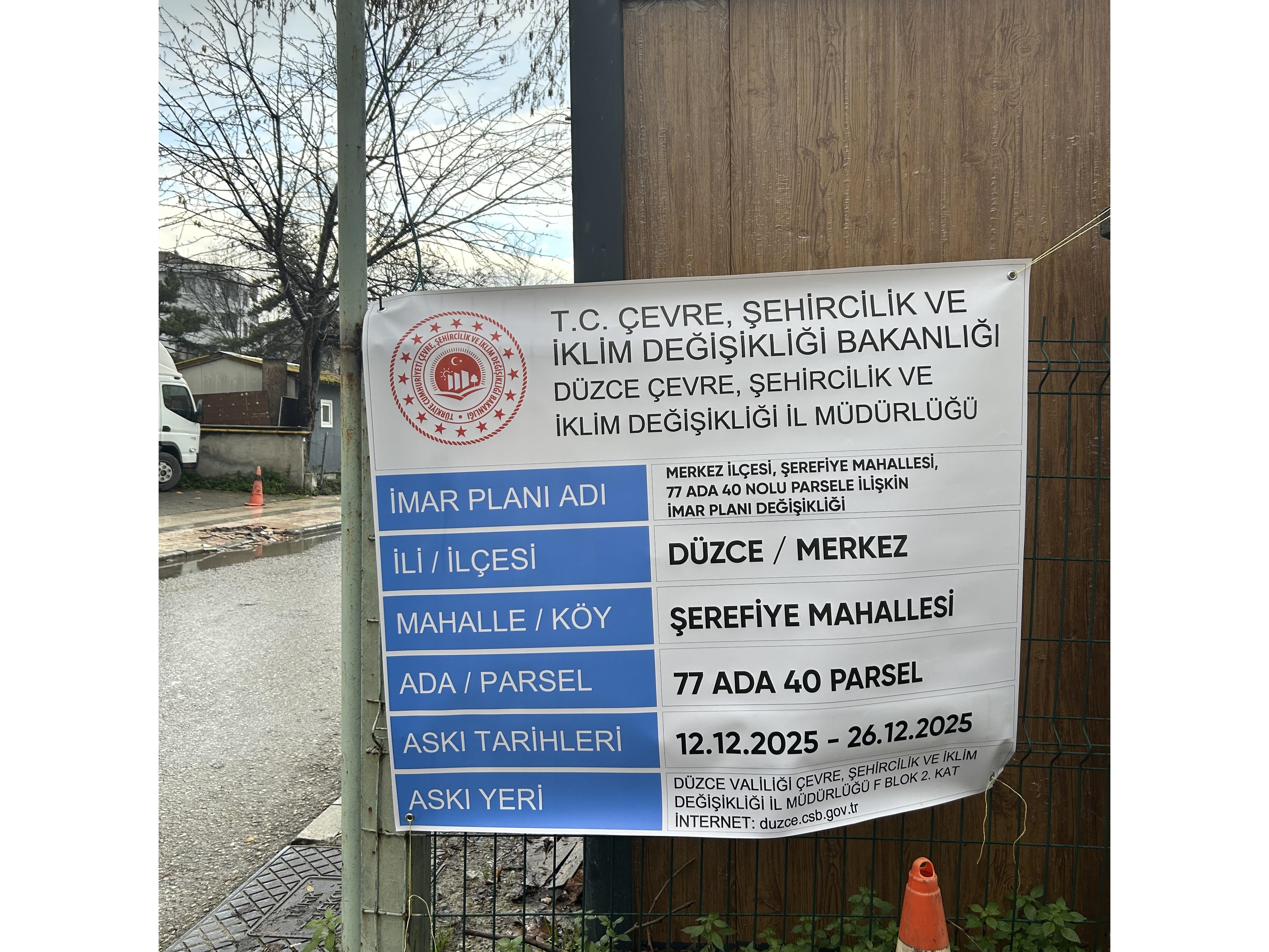 Askı İlanı - Şerefiye Mahallesi 77 Ada 40 Parsel