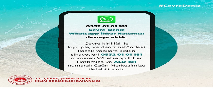 Çevre-Deniz Whatsapp İhbar Hattı Devreye Girdi