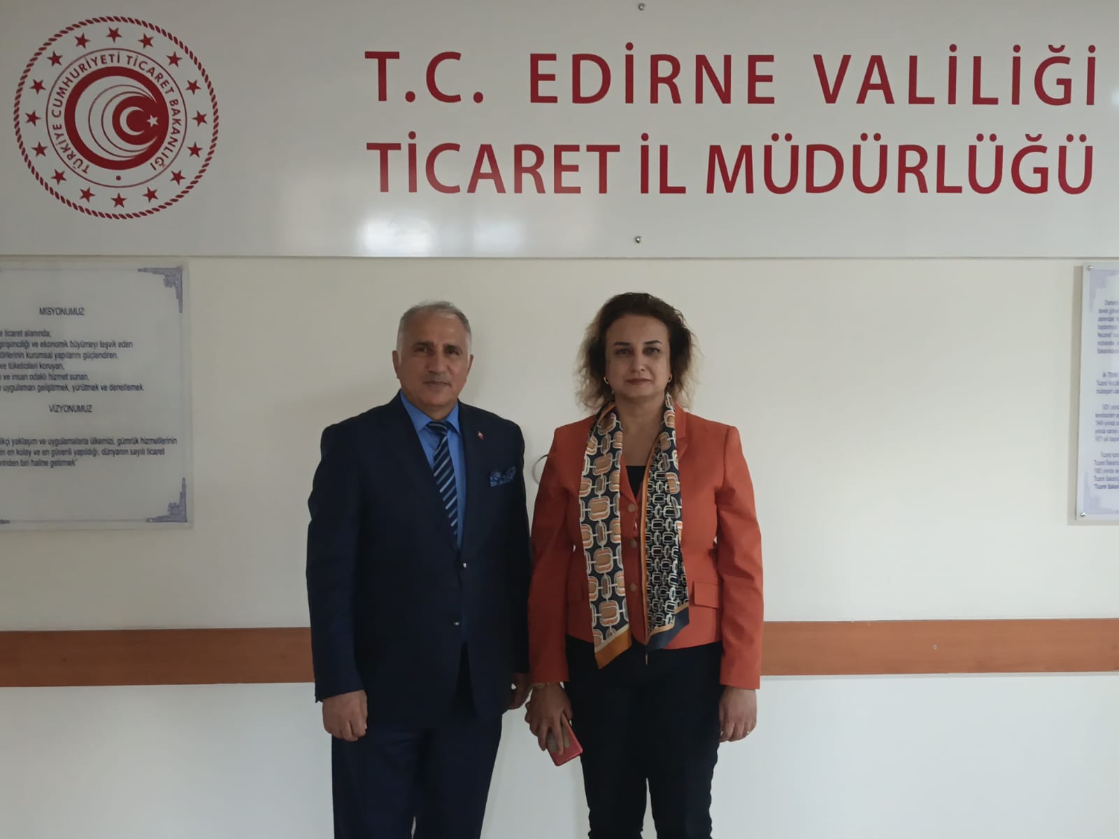 İl Müdürümüz Sayın Ayşe SARI Edirne Ticaret İl Müdürü Sayın Mustafa KURT’ a Ziyarette Bulundu