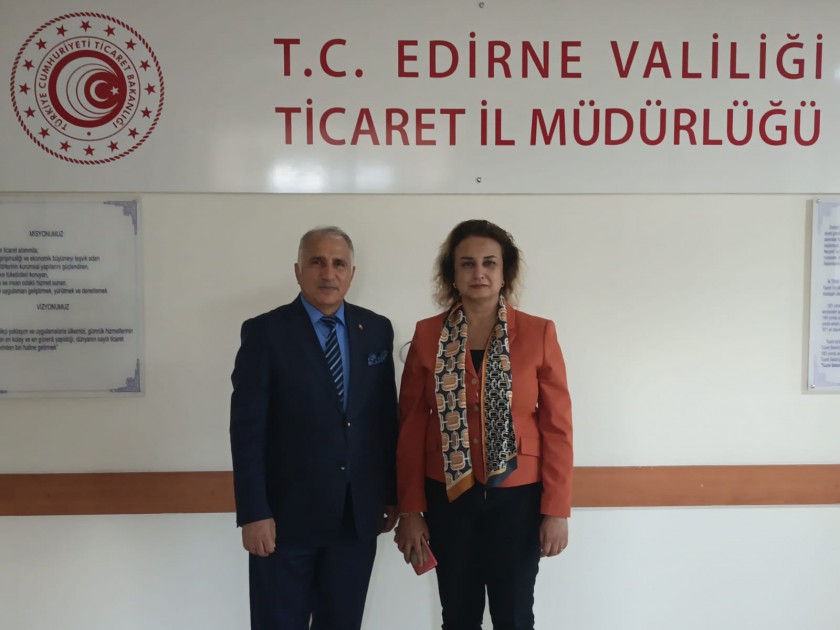 İl Müdürümüz Sayın Ayşe SARI Edirne Ticaret İl Müdürü Sayın Mustafa KURT’ a Ziyarette Bulundu
