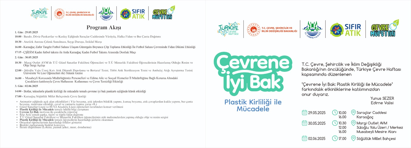 Türkiye Çevre Haftası Etkinlikleri Programı