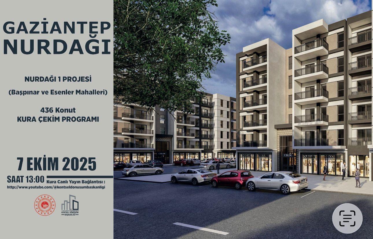 Nurdağı rezerv alan kura çekim programı 7 Ekim 2025 tarihinde saat 13:00 yapılacaktır.