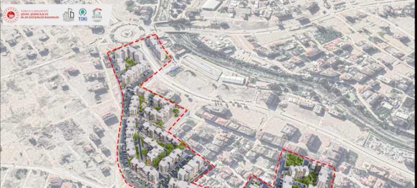 Deprem Sonrası Çevre,Şehircilik ve İklim Değişikliği Bakanlığı Kentsel Dönüşüm Başkanlığı Tarafından Defne İlçesi Çekmece Mahallesinde  Uygulanacak Projenin Görseli