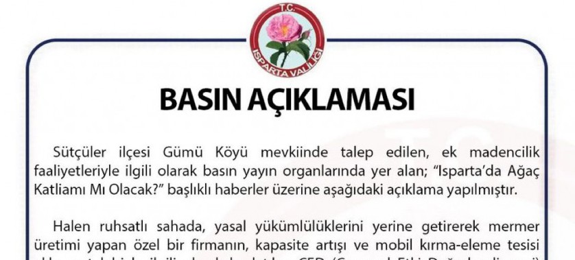 25.10.2024 Tarihli Basın Açıklaması - Sütçüler ilçesi Gümü Köyü Mevkiisi