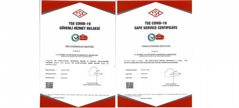 “Hizmet Sektörü İçin COVID-19 Hijyen, Enfeksiyon Önleme ve Kontrol Belgelendirme Programı” Kapsamında “Güvenli Hizmet Belgesi” Almaya Hak Kazandık