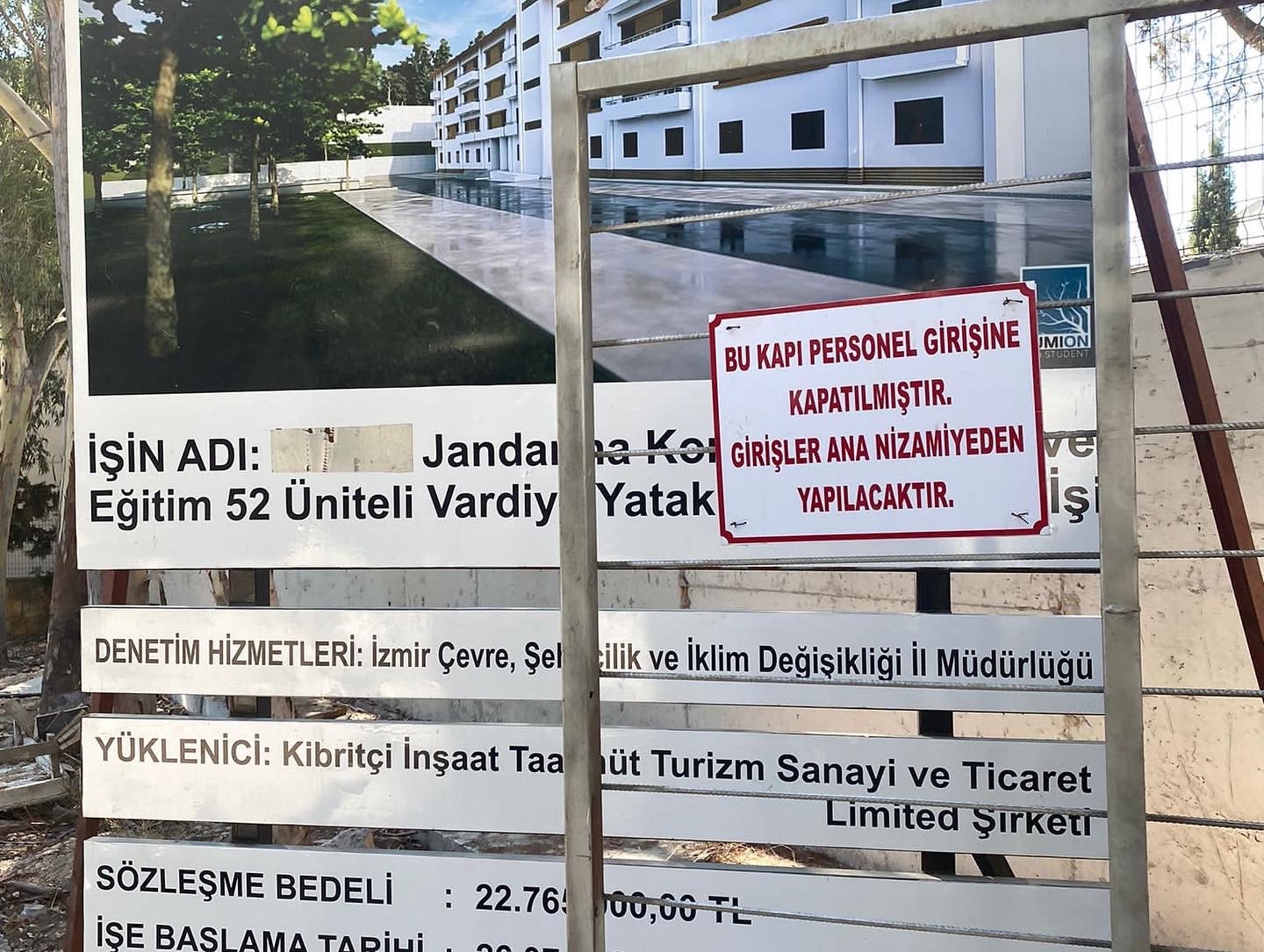 Foça Jandarma Komando Okulu ve Eğitim Merkezi Komutanlığına ait 52 Üniteli Vardiya Yatakhanesi Yapım İşi'nin denetimi