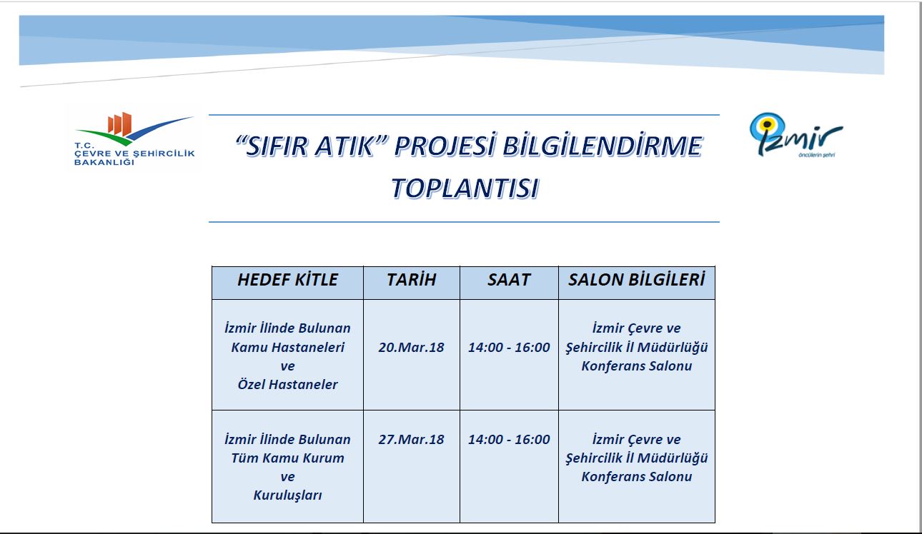 SIFIR ATIK TOPLANTI TAKVİMİ