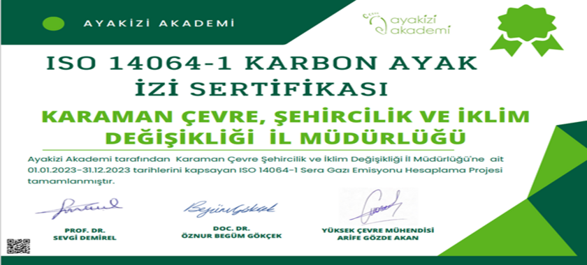 İl Müdürlüğümüzün Kurumsal Karbon Ayak İzi Hesaplandı