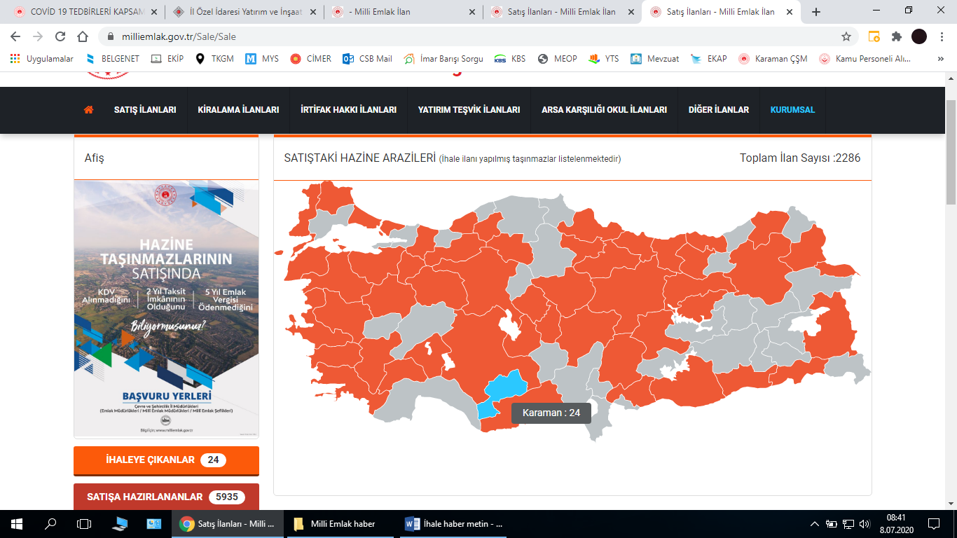 KAMU KONUTLARI SATIŞI, TARIMSAL AMAÇLI KİRALAMA VE TAŞINIR SATIŞ İHALE İLANI