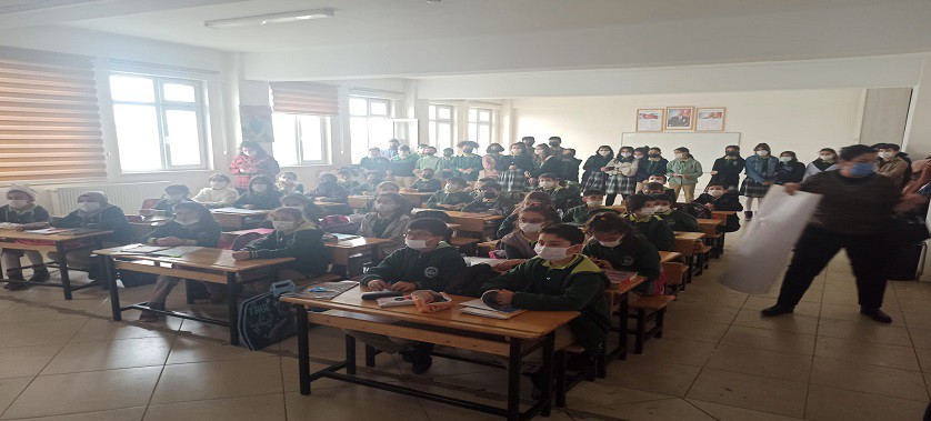 İl Müdürlüğümüz ve TAP Derneği ile birlikte yapılan okullarda atık pil toplama yarışmasında, ödül hak eden Cevriye TATİŞ Ortaokulu ziyaret edilerek, okul öğrencilerine sıfır atık eğitimi verilmiş,