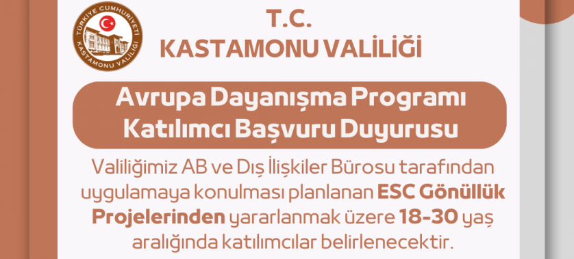 Avrupa Dayanışma Programı Katılımcı Başvuru Duyurusu