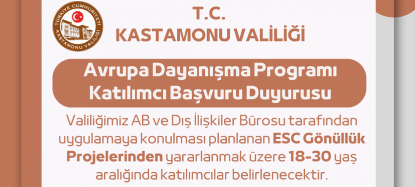 Avrupa Dayanışma Programı Katılımcı Başvuru Duyurusu