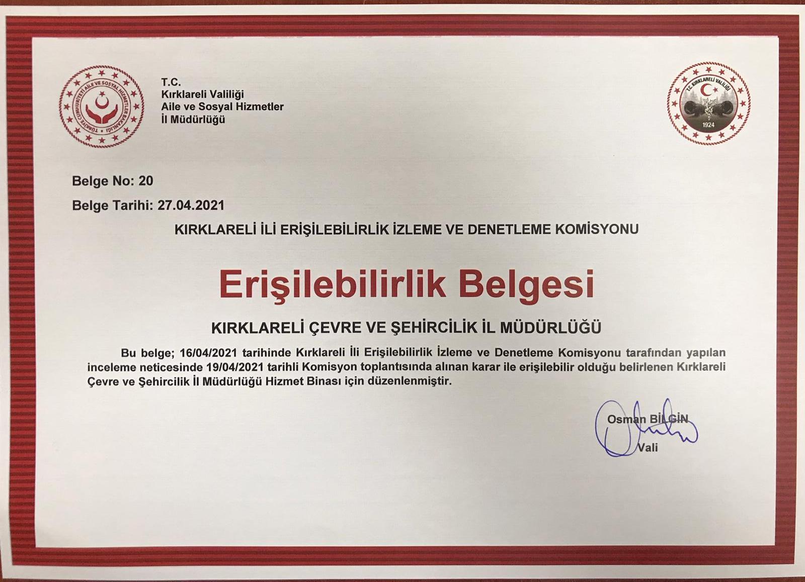 Kırklareli Çevre ve Şehircilik İl Müdürlüğümüz  Hizmet Binamız İçin 