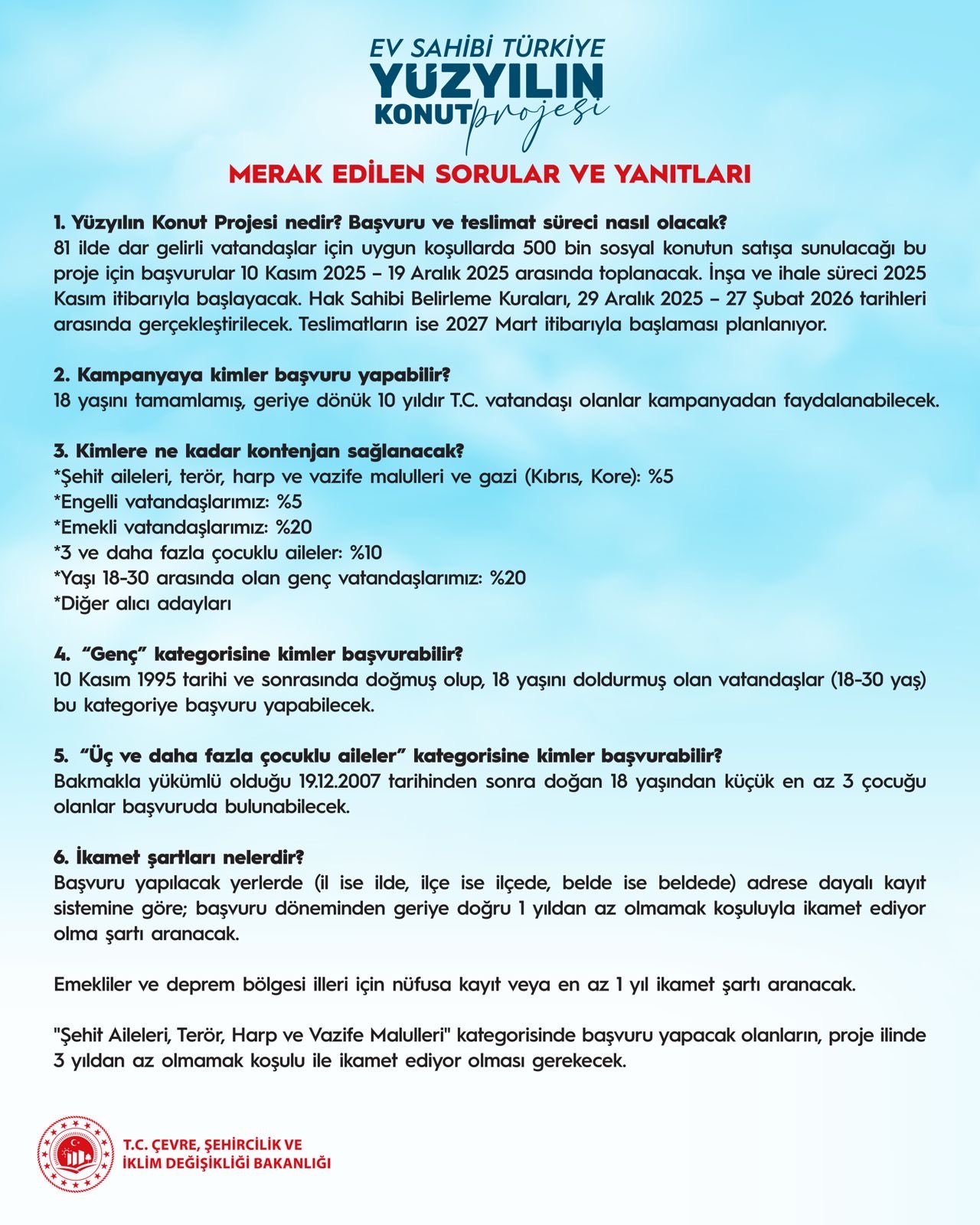 YÜZYILIN KONUT PROJESİ'NİN MERAK EDİLEN SORULARI VE YANITLARI.