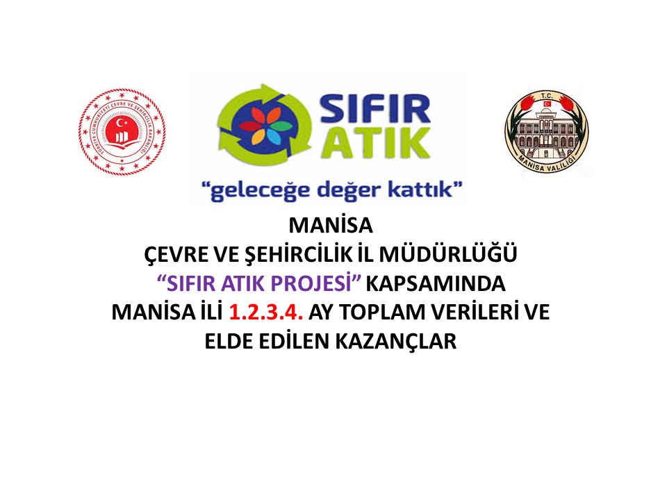 MANİSA  ÇEVRE VE ŞEHİRCİLİK İL MÜDÜRLÜĞÜ “SIFIR ATIK PROJESİ” KAPSAMINDA MANİSA İLİ 1.2.3.4. AY TOPLAM VERİLERİ VE  ELDE EDİLEN KAZANÇLAR