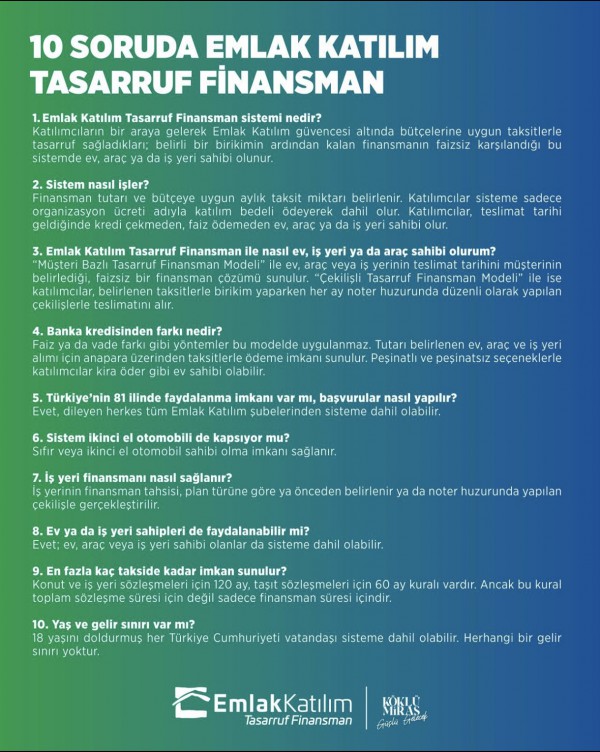 Emlak Katılım Tasarruf Finansman Sistemi' ne dair merak edilen sorular ve cevaplar