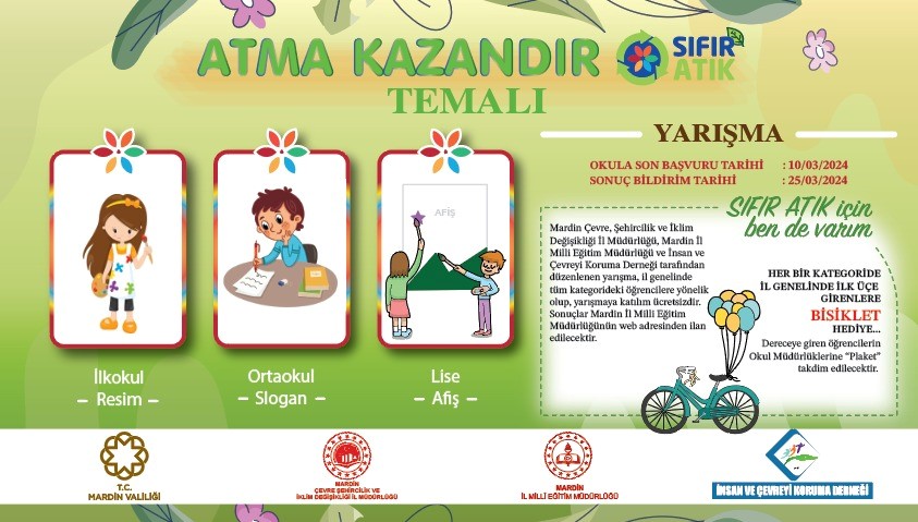 BİSİKLET ÖDÜLLÜ “ATMA KAZANDIR SIFIR ATIK TEMALI YARIŞMASI” BAŞLIYOR.