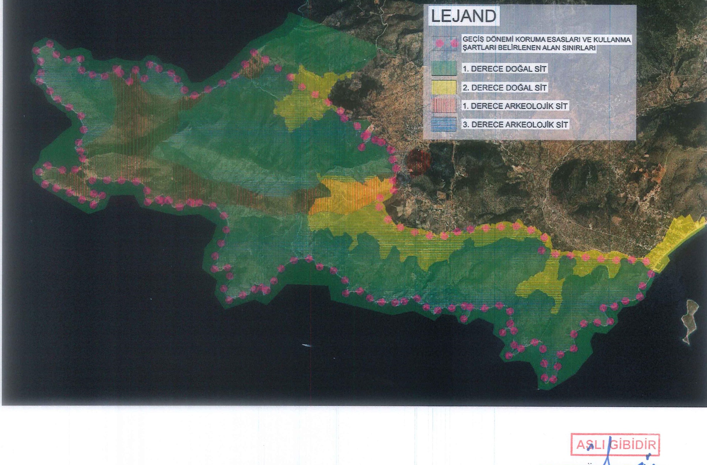 Muğla ili, Datça İlçesi, Yazı ve Cumalı Mahalleleri, Knidos Antik Kenti, 1. ve 3. Derece Arkeolojik Sit Alanları ile 1. ve 2. Derece Doğal Sit Alanlarının Çakıştığı Alanlara İlişkin Hazırlanan Geçiş Dönemi Koruma Esasları ve Kullanma Şartları