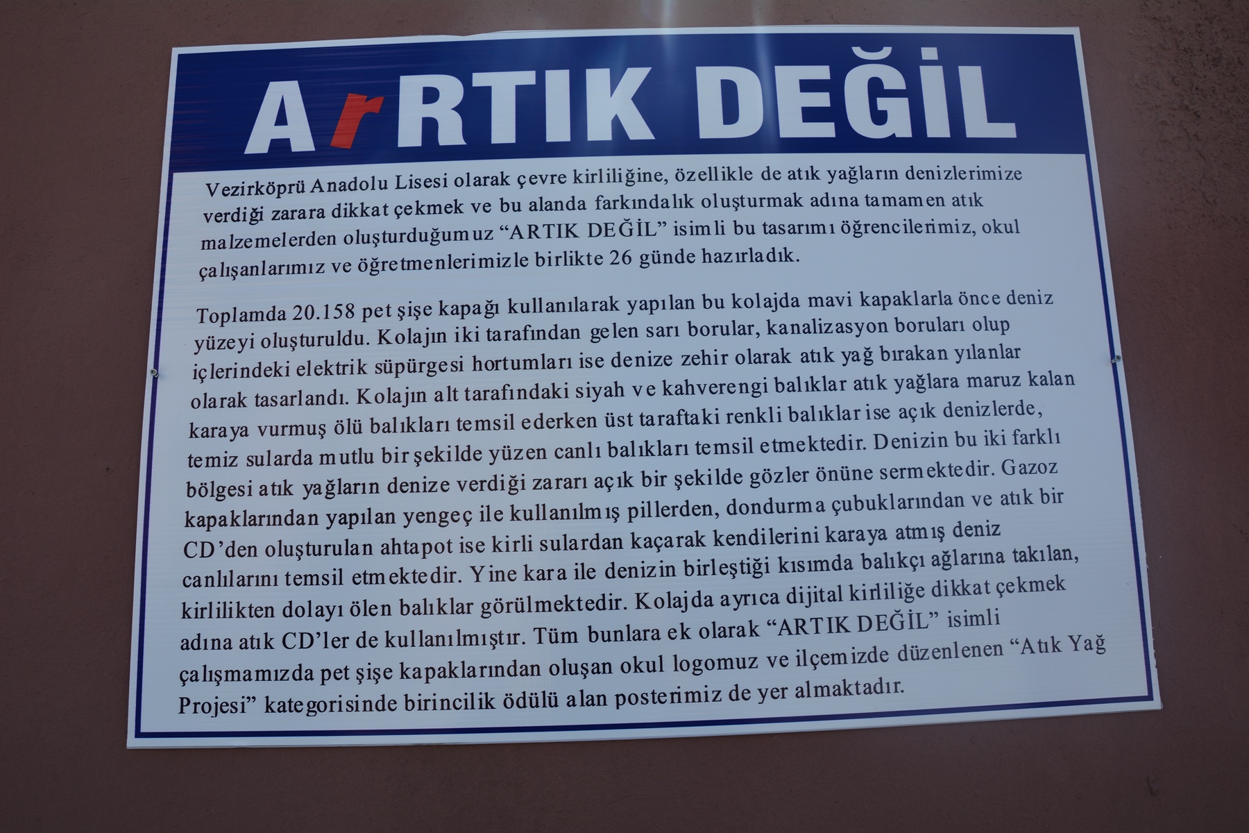 ÇEVRE HAFTASI ''ARTIK DEĞİL'' PROJESİ ÖDÜL TÖRENİ