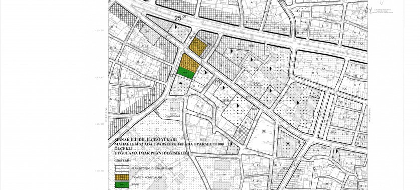 Şırnak ili, İdil ilçesi, Yukarı Mahallesi 52/2 ve 149/1 Parsellerde İmar Planı Değişikliği