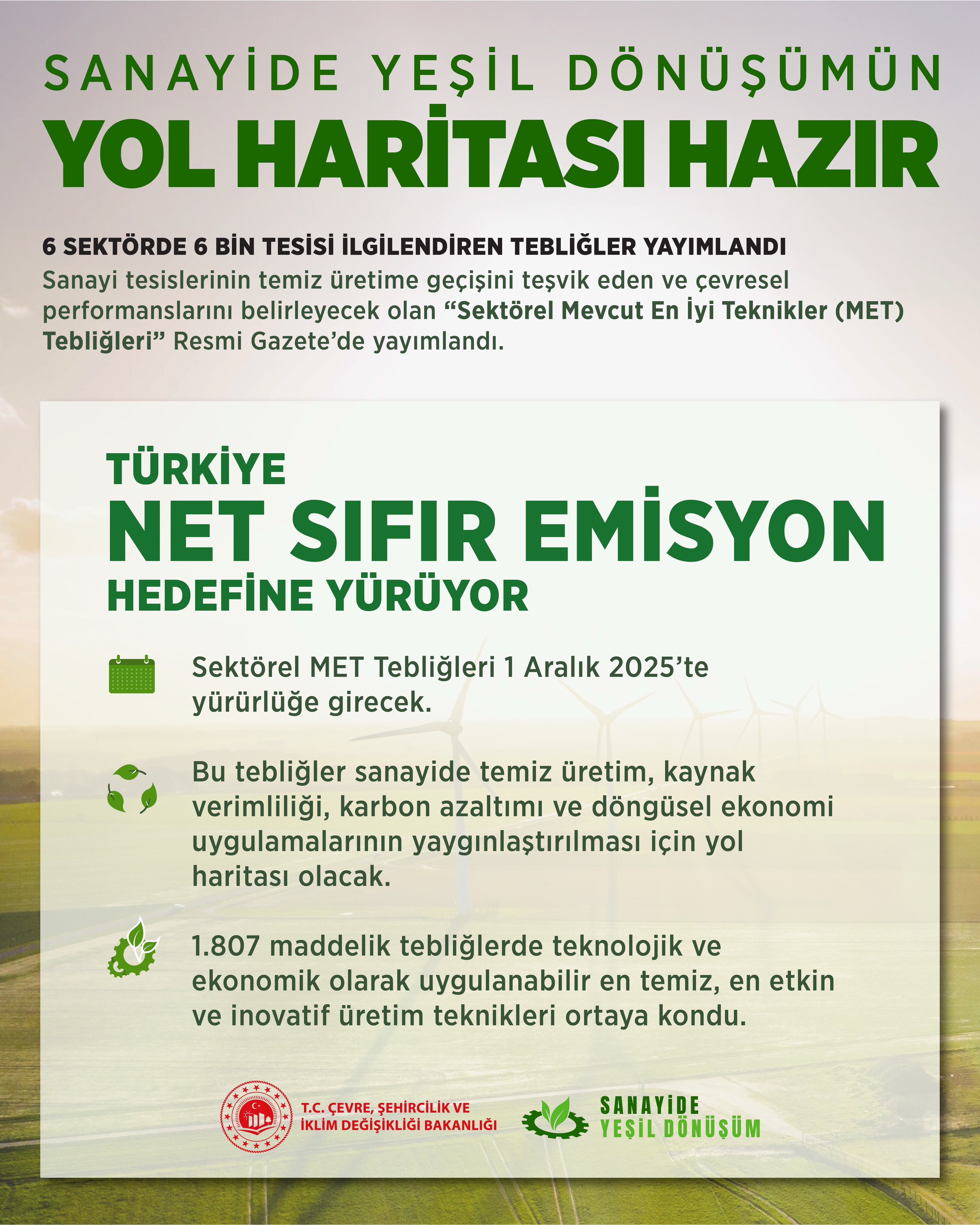 SANAYİDE YEŞİL DÖNÜŞÜMÜN YOL HARİTASI DEVREYE GİRİYOR
