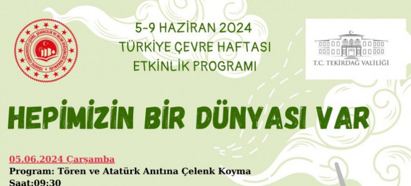 5-9 HAZİRAN 2024 TÜRKİYE ÇEVRE HAFTASI ETKİNLİKLERİ