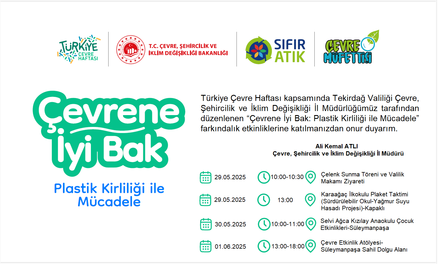TÜRKİYE ÇEVRE HAFTASI DAVETİYESİ VE ETKİNLİK PROGRAMI 29 MAYIS-01 HAZİRAN 2025
