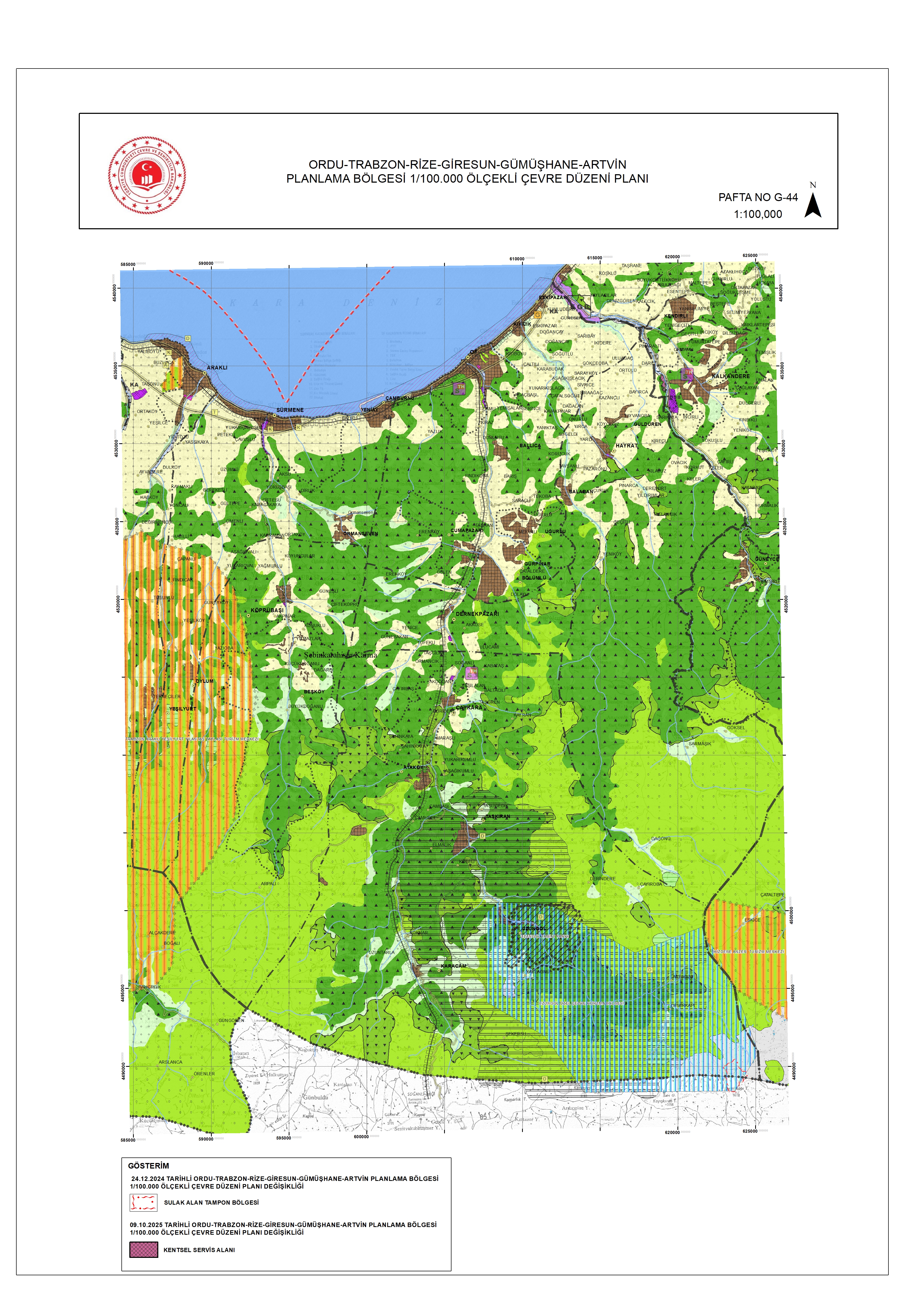 Ordu-Trabzon-Rize-Giresun-Gümüşhane-Artvin Planlama Bölgesi 1/100.000 ölçekli Çevre Düzeni Planı Değişikliği