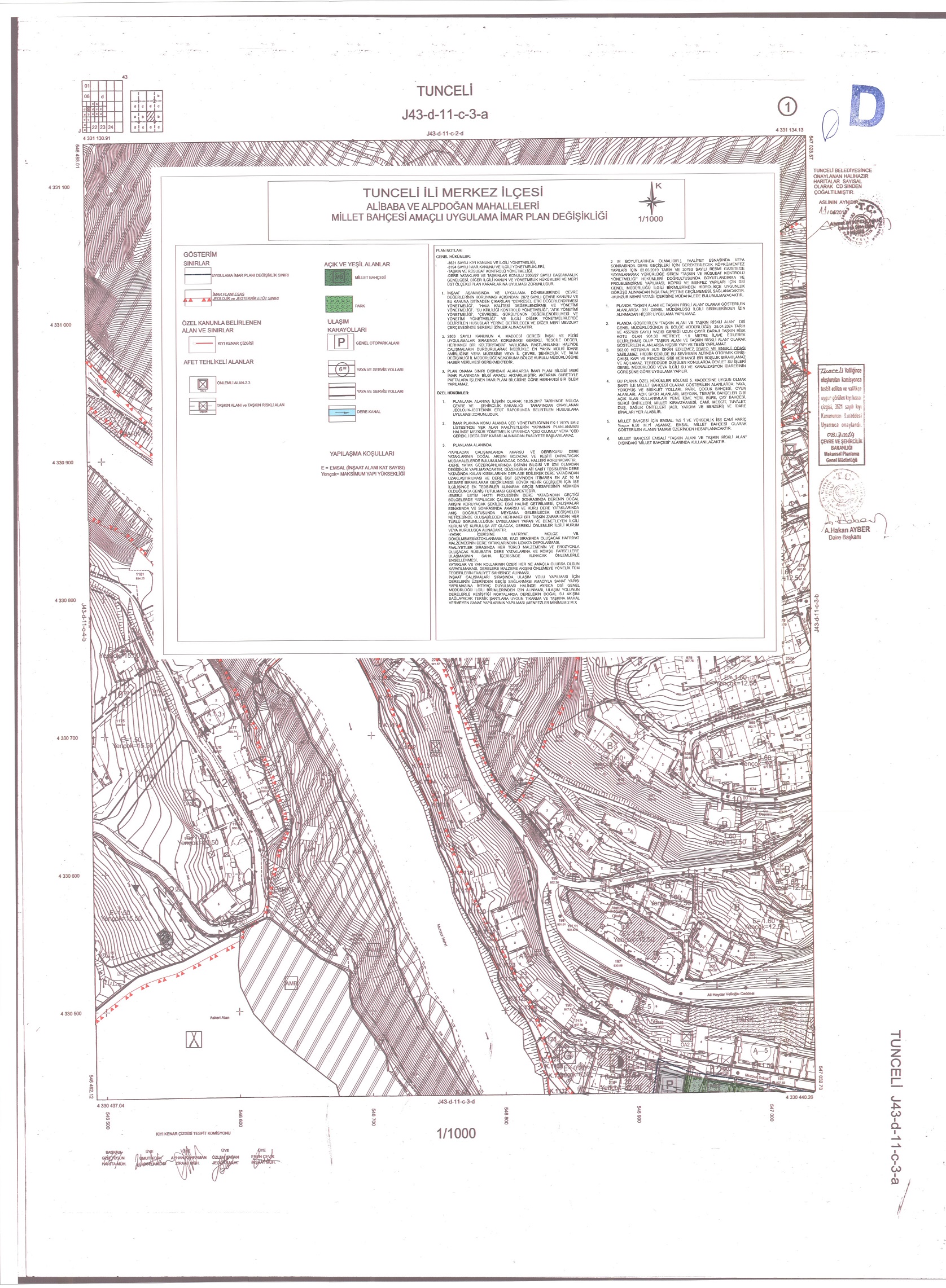 İLAN : Bakanlığımızca İlimiz, Merkez İlçesi, Alibaba Mahallesi, Alpdoğan Mahallesi,Toplam 23.984,00 m²'lik alana ilişkin hazırlanan Millet Bahçesi amaçlı 1/5.000(NİP:621060994) ölçekli nazım imar planı değişikliği