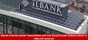 BAKAN KURUM İLBANK TARAFINDAN KAYYUM BELEDİYELERE VERİLEN KREDİ VE HİBELERİ AÇIKLADI