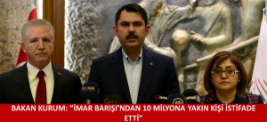 BAKAN KURUM: “İMAR BARIŞI’NDAN 10 MİLYONA YAKIN KİŞİ İSTİFADE ETTİ”
