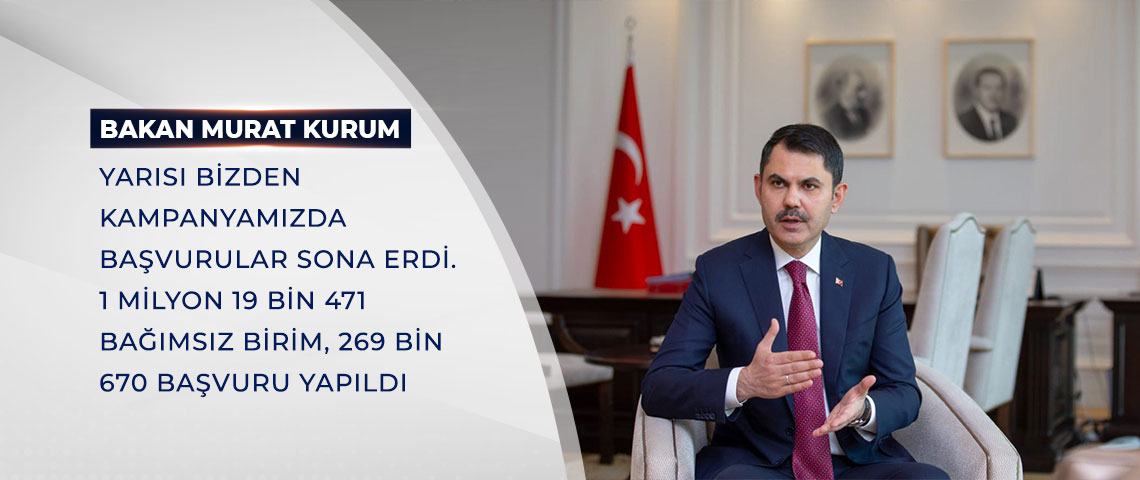 BAKAN KURUM: YARISI BİZDEN KAMPANYAMIZDA 1 MİLYON 19 BİN 471 BAĞIMSIZ BİRİM, 269 BİN 670 BAŞVURU YAPILDI