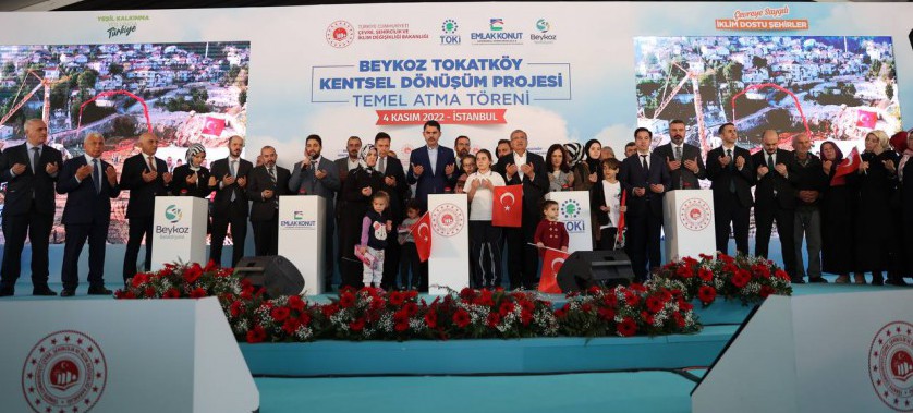 BAKAN KURUM BEYKOZ TOKATKÖY MAHALLESİ KENTSEL DÖNÜŞÜM PROJESİ TEMEL ATMA TÖRENİNE KATILDI