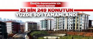 ELAZIĞ'DA DEPREMZEDELER İÇİN İNŞASINA BAŞLANAN 23 BİN 249 KONUTUN YÜZDE 90'I TAMAMLANDI