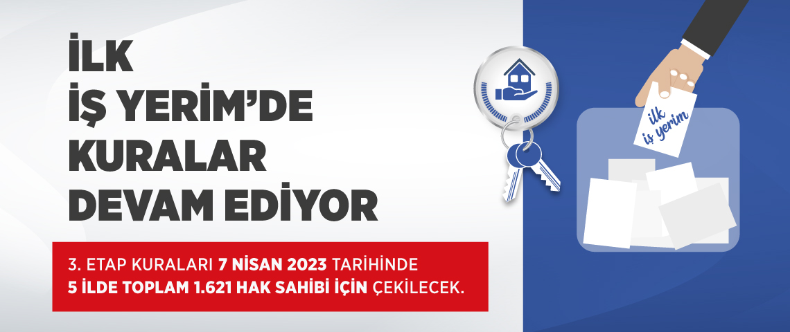 “İLK İŞ YERİM” KURALARININ ÜÇÜNCÜ ETABI 7 NİSAN’DA 5 İL VE İLÇELERİNDE TOPLAM 1621 HAK SAHİBİ İÇİN ÇEKİLECEK