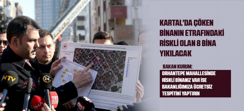 KARTAL'DA ÇÖKEN BİNANIN ETRAFINDAKİ RİSKLİ OLAN 8 BİNA YIKILACAK