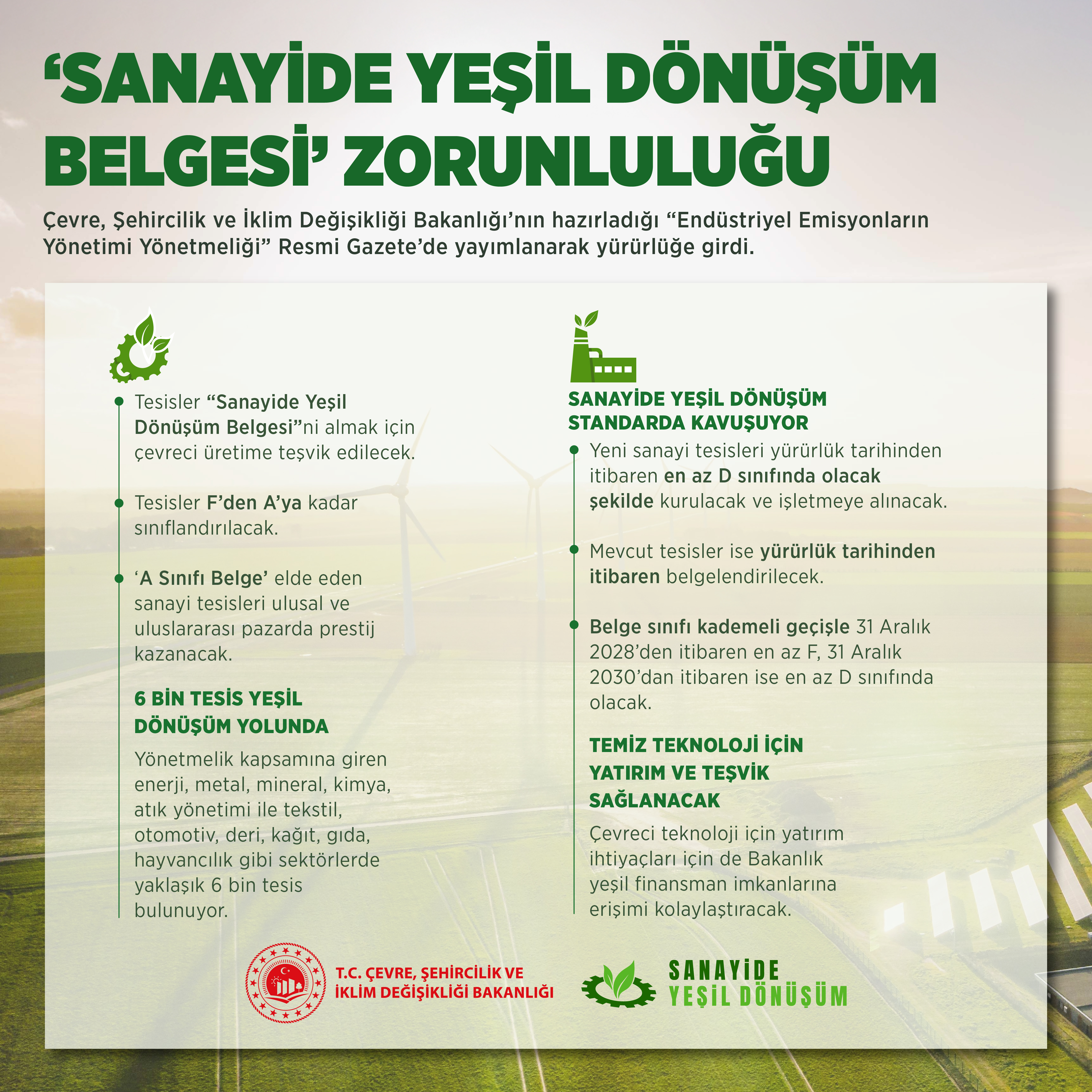 ‘SANAYİDE YEŞİL DÖNÜŞÜM BELGESİ’ ZORUNLULUĞU