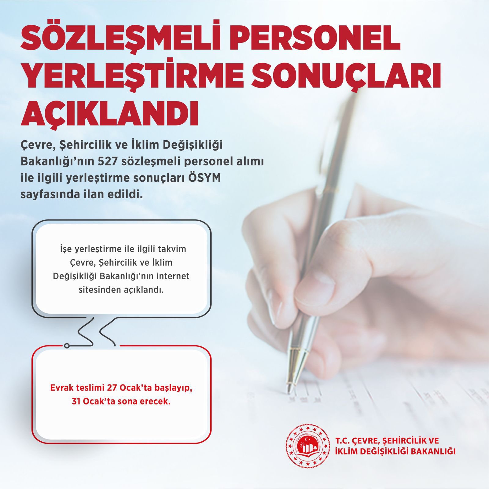 SÖZLEŞMELİ PERSONEL YERLEŞTİRME SONUÇLARI AÇIKLANDI