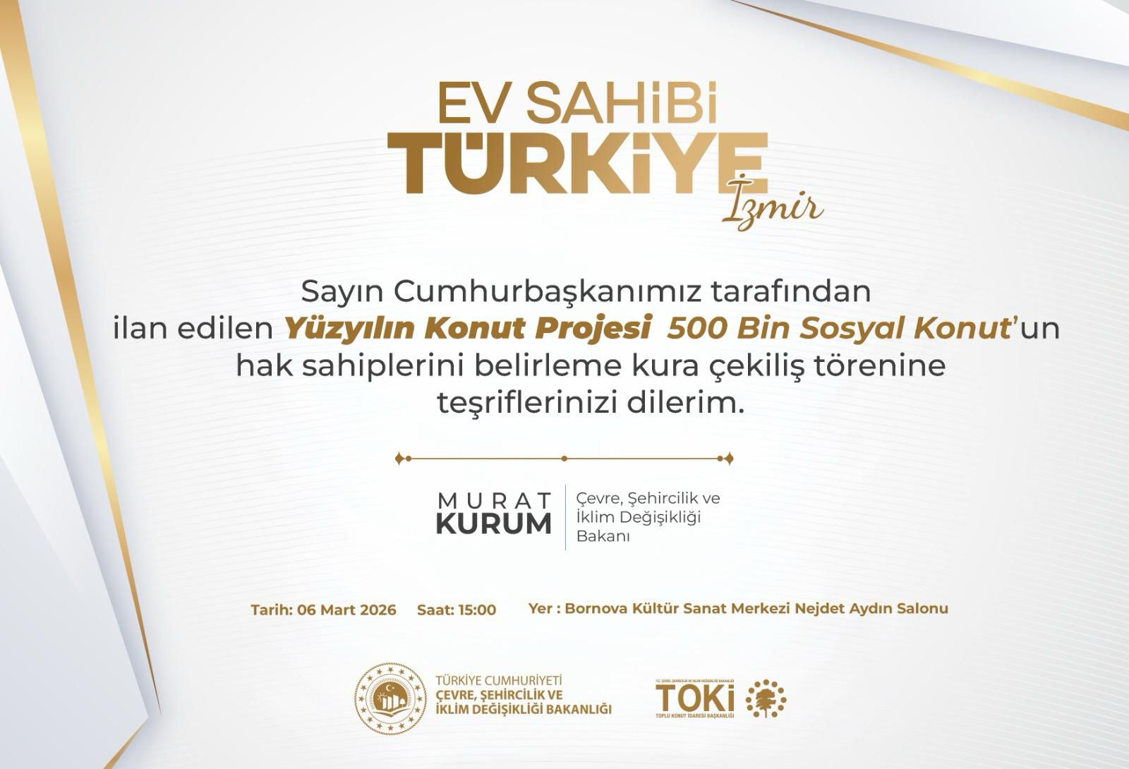 Yüzyılın Konut Projesi 500 Bin Sosyal Konut’un hak sahiplerini belirleme kura çekiliş töreni