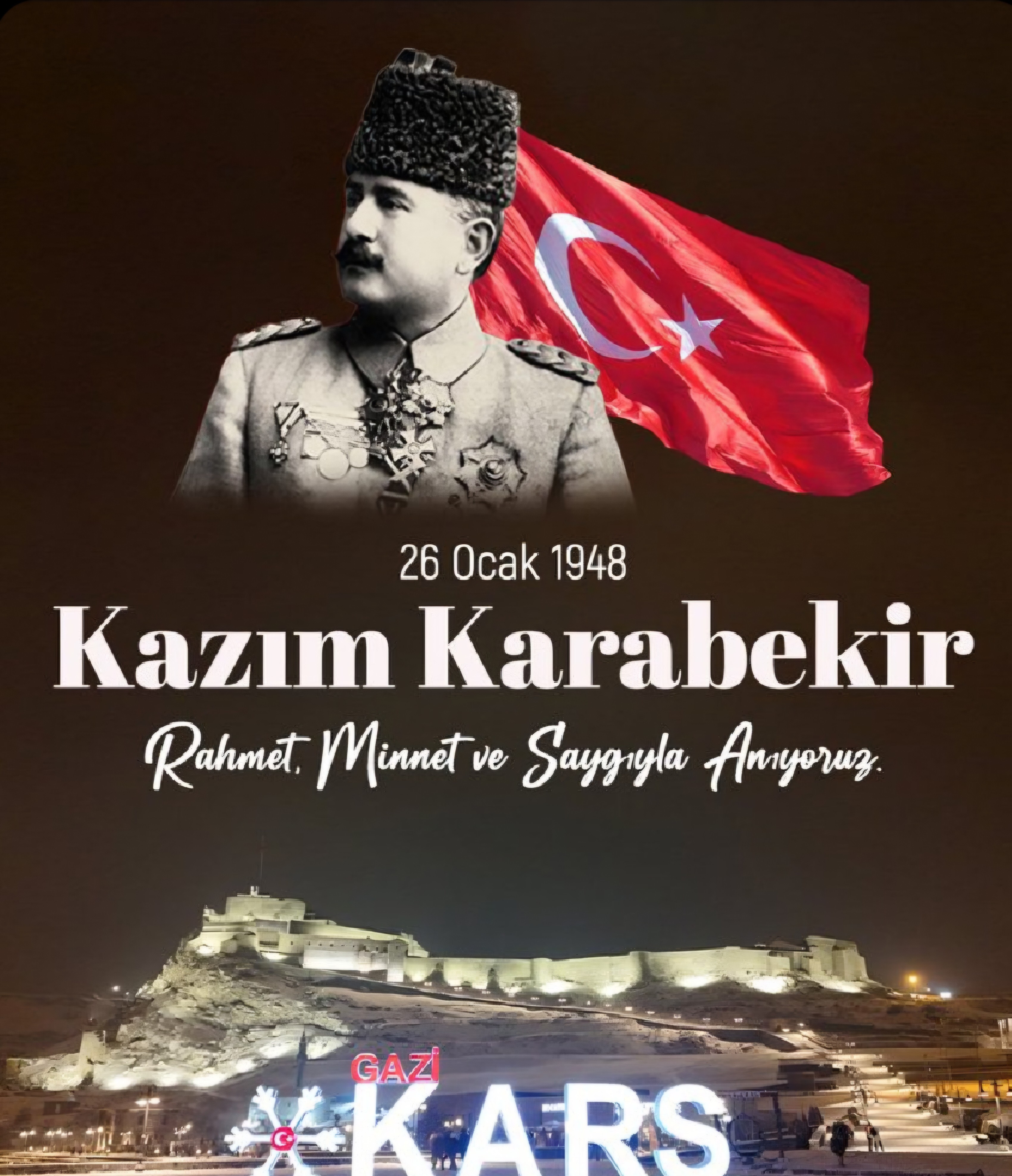 Şark Fatihi Kzım Karabekir Paşa'yı vefatının 78'inci yıl dönümünde rahmet,minnet ve saygıyla anıyoruz.